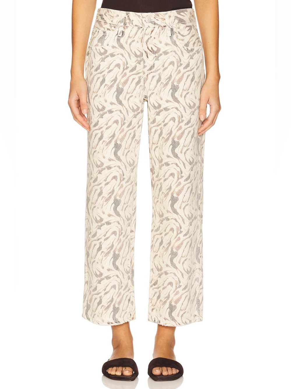 AMO Billie Wide Leg Jeans in Savanna Squirl Print Size 24